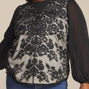 Maurices Black Floral Lace Blouse. Sz 1xl